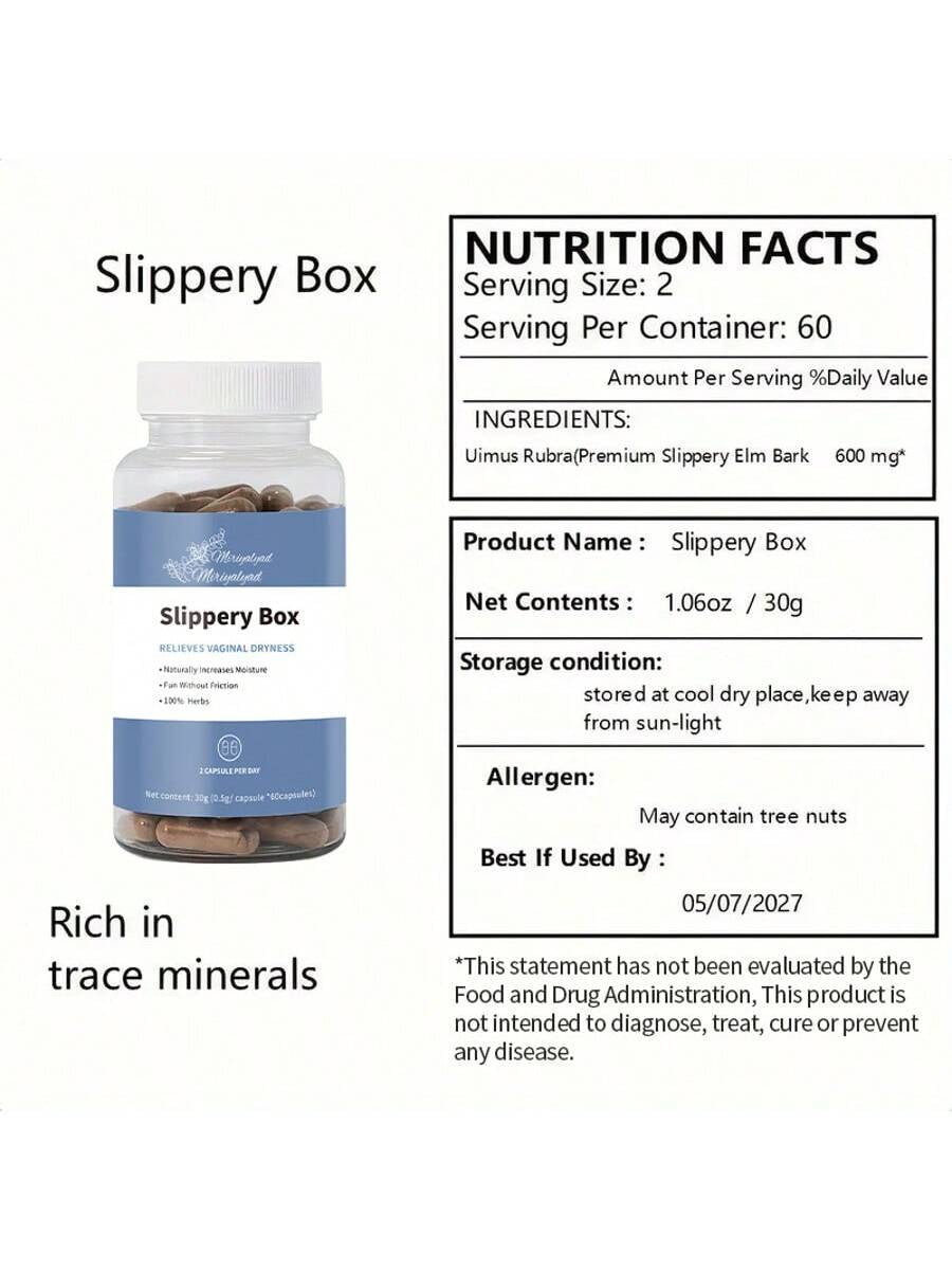 Miriyalyad Slippery Box - for Natural Moisture Support, Feminine Care for Health | Feminine Care for Women, 60 Fast-Acting Capsules