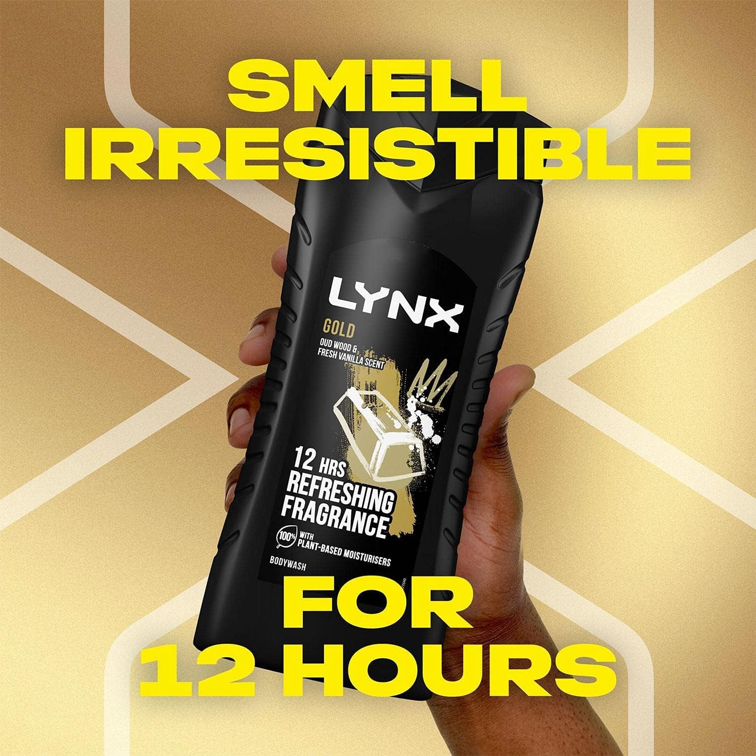 3 Pack of  12 Hour Refreshing Fragrance Gold Oud Wood and Vanilla Body Wash with Plant-Based Moisturisers & Dual Action Power, Keep Smelling Irresistible!