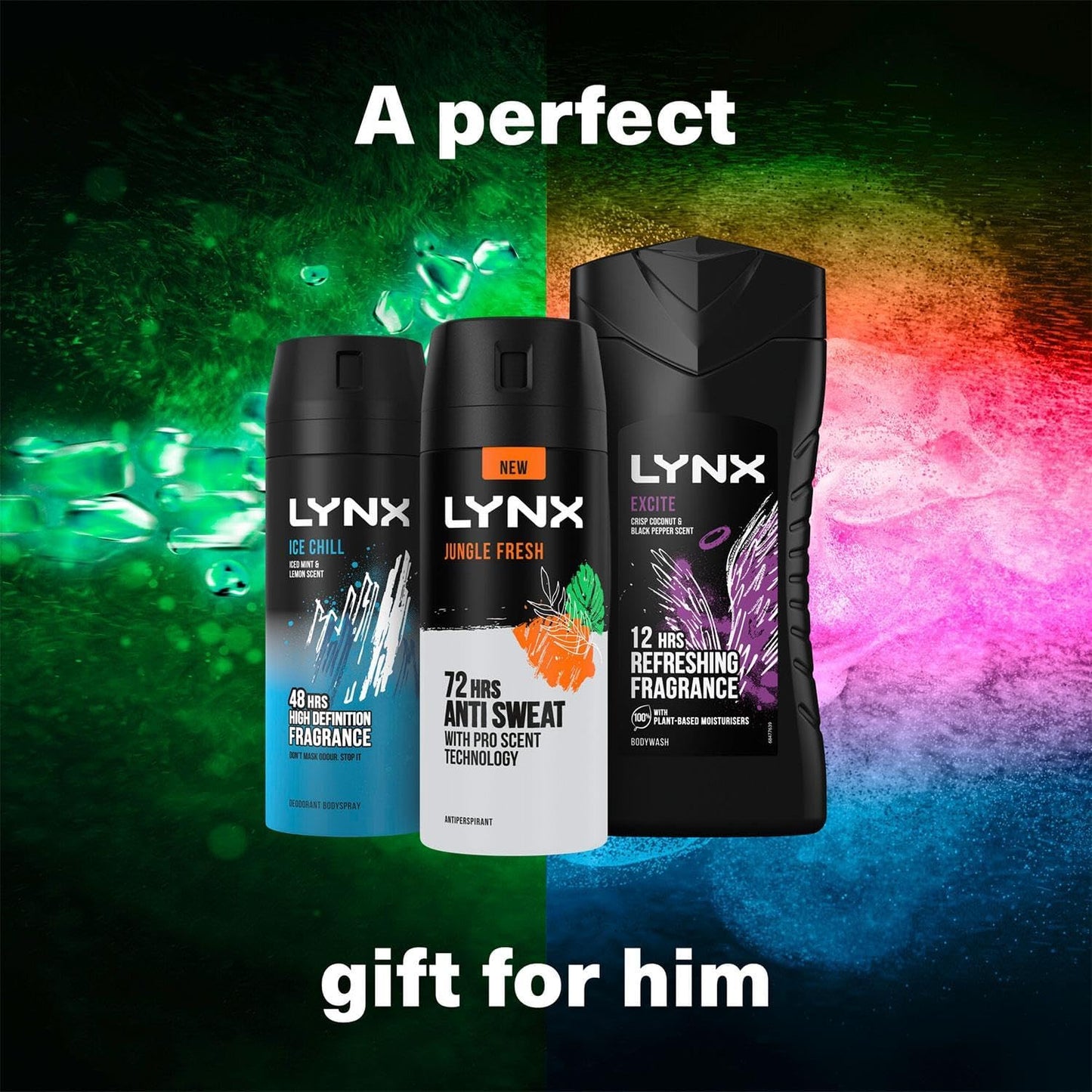 Africa the TRIFECTA Ice Chill Body Spray 150Ml, Excite Body Wash 225Ml and Jungle Fresh anti Perspirant 150Ml 3 Pieces Ready to Wrap Gift Set for Him