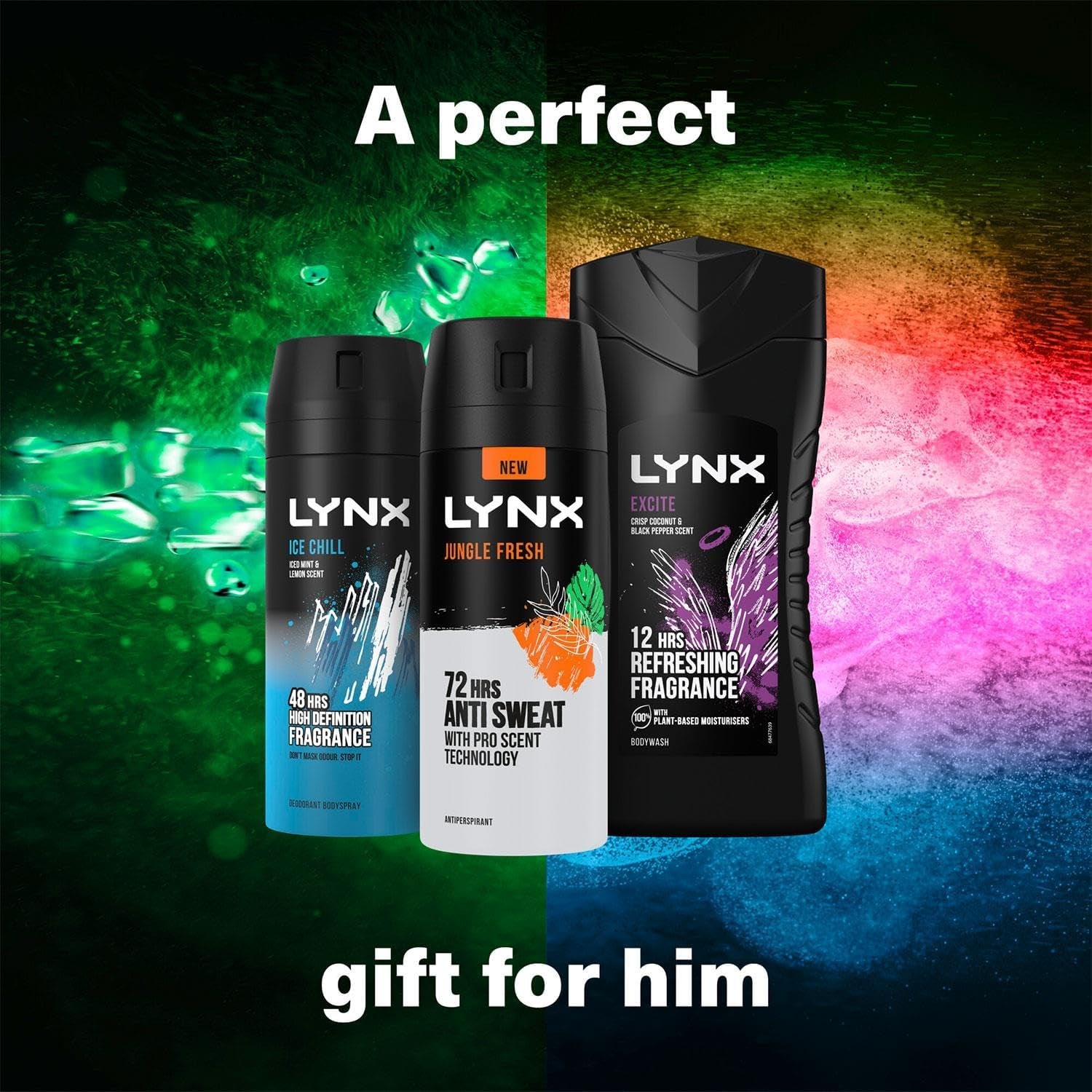 Africa the TRIFECTA Ice Chill Body Spray 150Ml, Excite Body Wash 225Ml and Jungle Fresh anti Perspirant 150Ml 3 Pieces Ready to Wrap Gift Set for Him