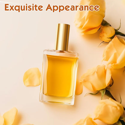 Omsscun 3Pcs Glass Perfume Bottle 50Ml, Perfume Spray Bottle, Empty Refillable Perfume Atomiser with Flat and Square Shape for Women Men Travel (Caps in Gold, Silver and Black)