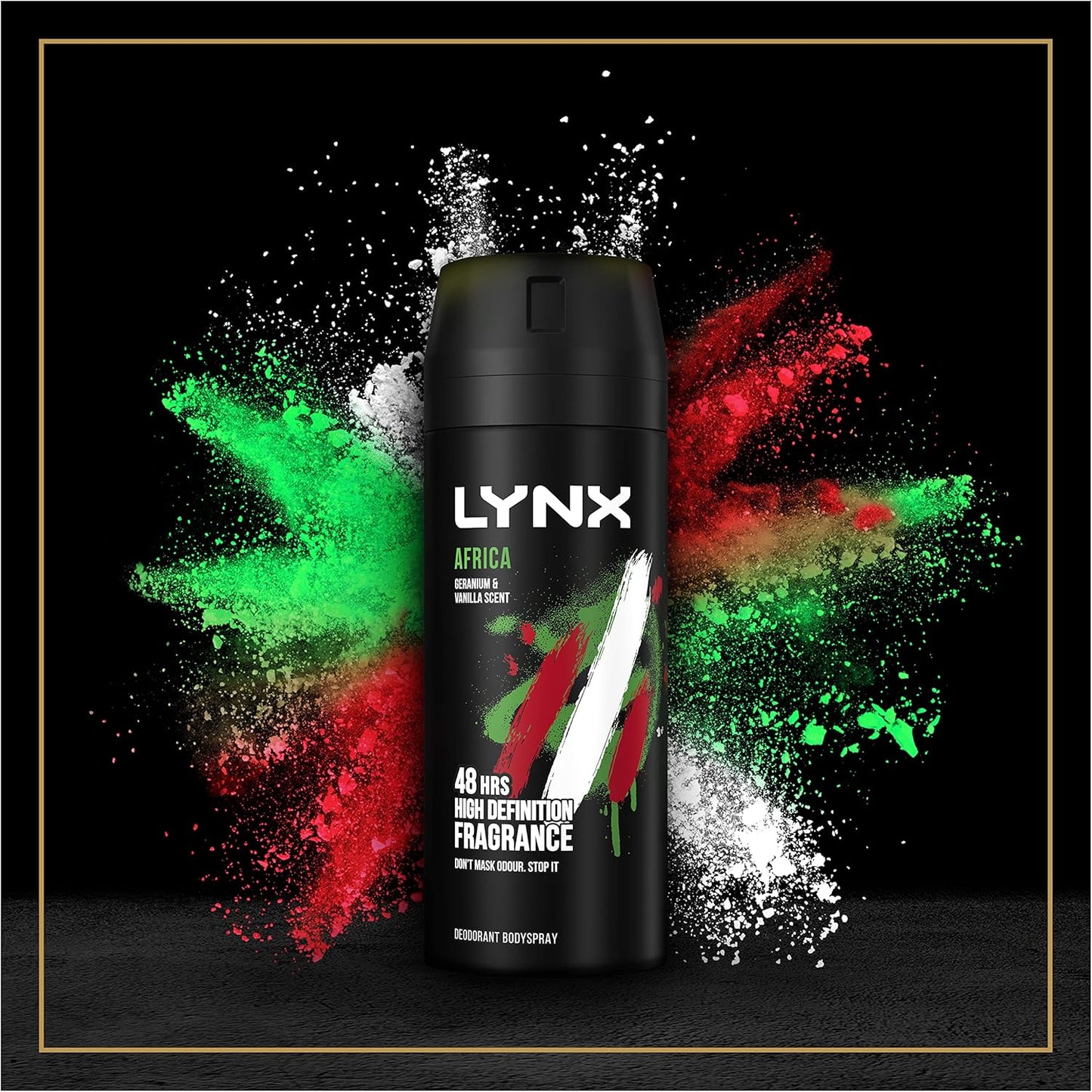 Lynx Africa the G.O.A.T. of Fragrance Aerosol Bodyspray 48 Hours of Odour-Busting Zinc Tech Deodorant to Finish Your Style 6X 150 Ml