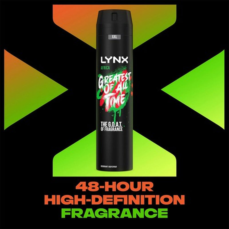 Lynx XXL Africa 48-Hour High Definition Fragrance Body Spray Deodorant, 6X250Ml
