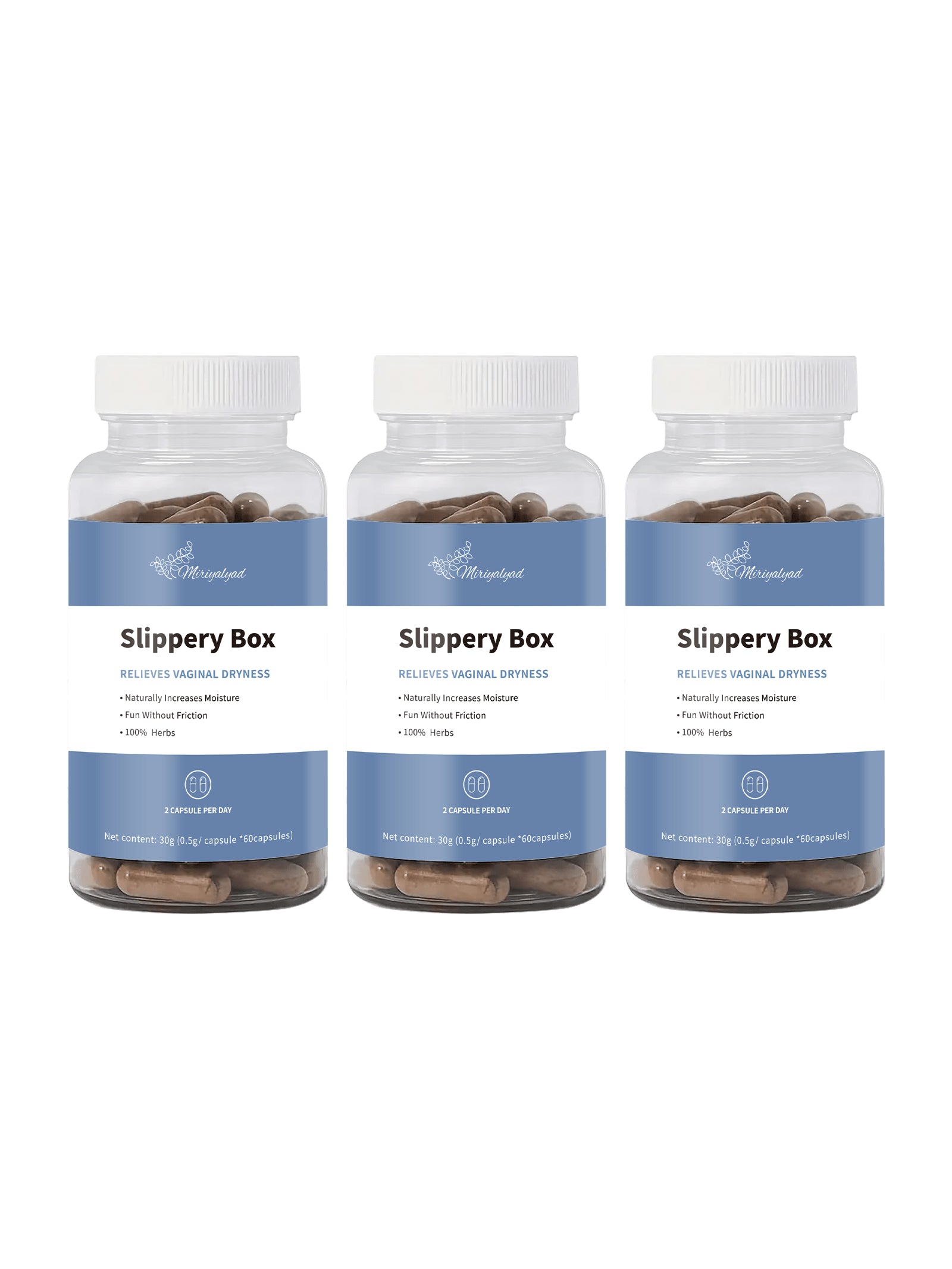 Miriyalyad Slippery Box - for Natural Moisture Support, Feminine Care for Health | Feminine Care for Women, 60 Fast-Acting Capsules