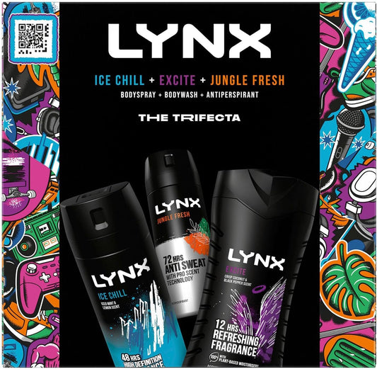 Africa the TRIFECTA Ice Chill Body Spray 150Ml, Excite Body Wash 225Ml and Jungle Fresh anti Perspirant 150Ml 3 Pieces Ready to Wrap Gift Set for Him