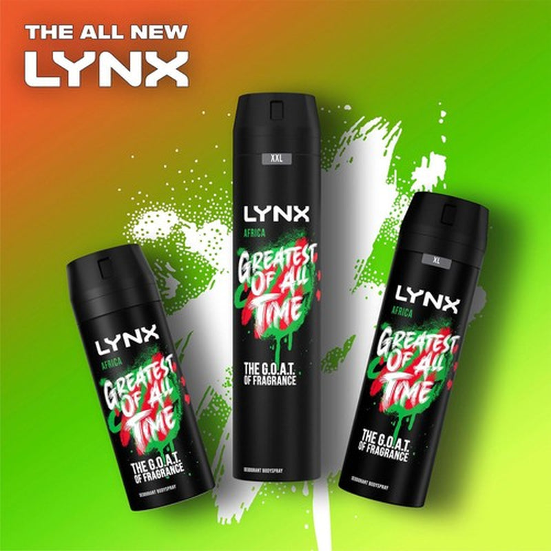 Lynx XXL Africa 48-Hour High Definition Fragrance Body Spray Deodorant, 6X250Ml