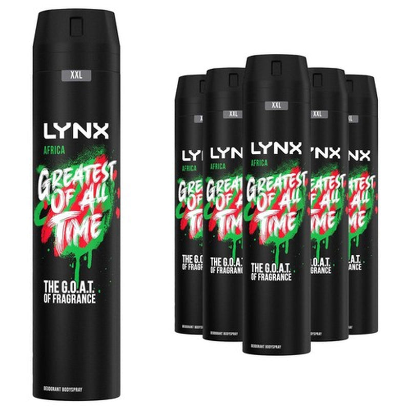 Lynx XXL Africa 48-Hour High Definition Fragrance Body Spray Deodorant, 6X250Ml